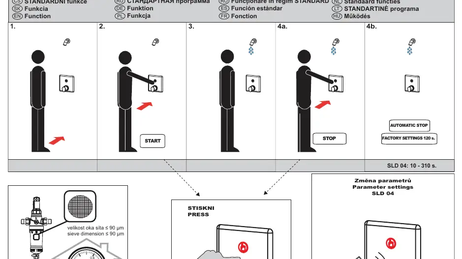 Schemat działania przycisku piezoelektrycznego i ustawienia parametrów