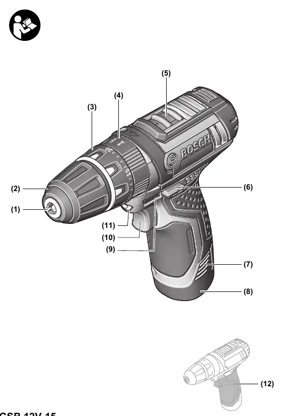 Schemat budowy wiertarko-wkrętarki Bosch GSB 12V-15