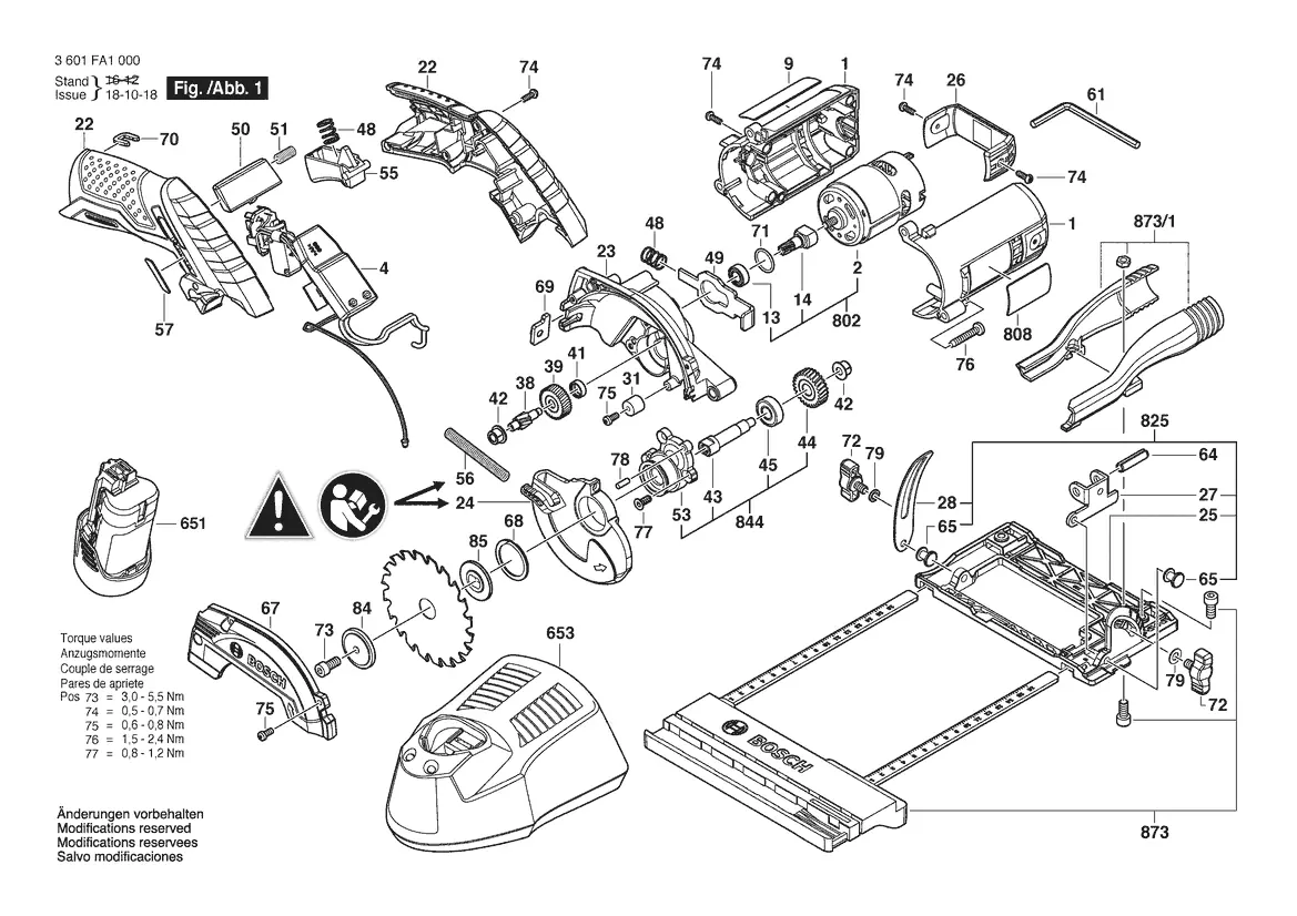 Schemat rozłożeniowy piły tarczowej Bosch GKS 12V-26