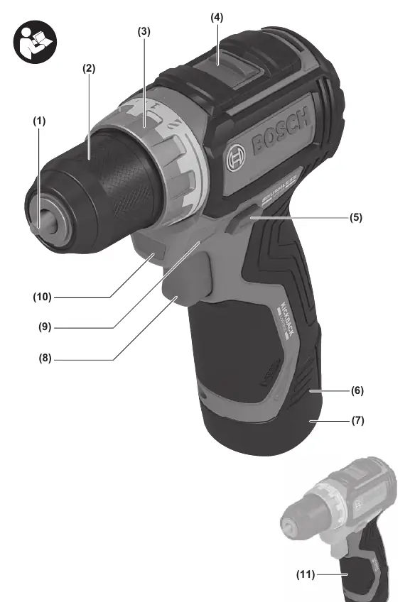 Schemat budowy wiertarko-wkrętarki Bosch GSR 12V-32