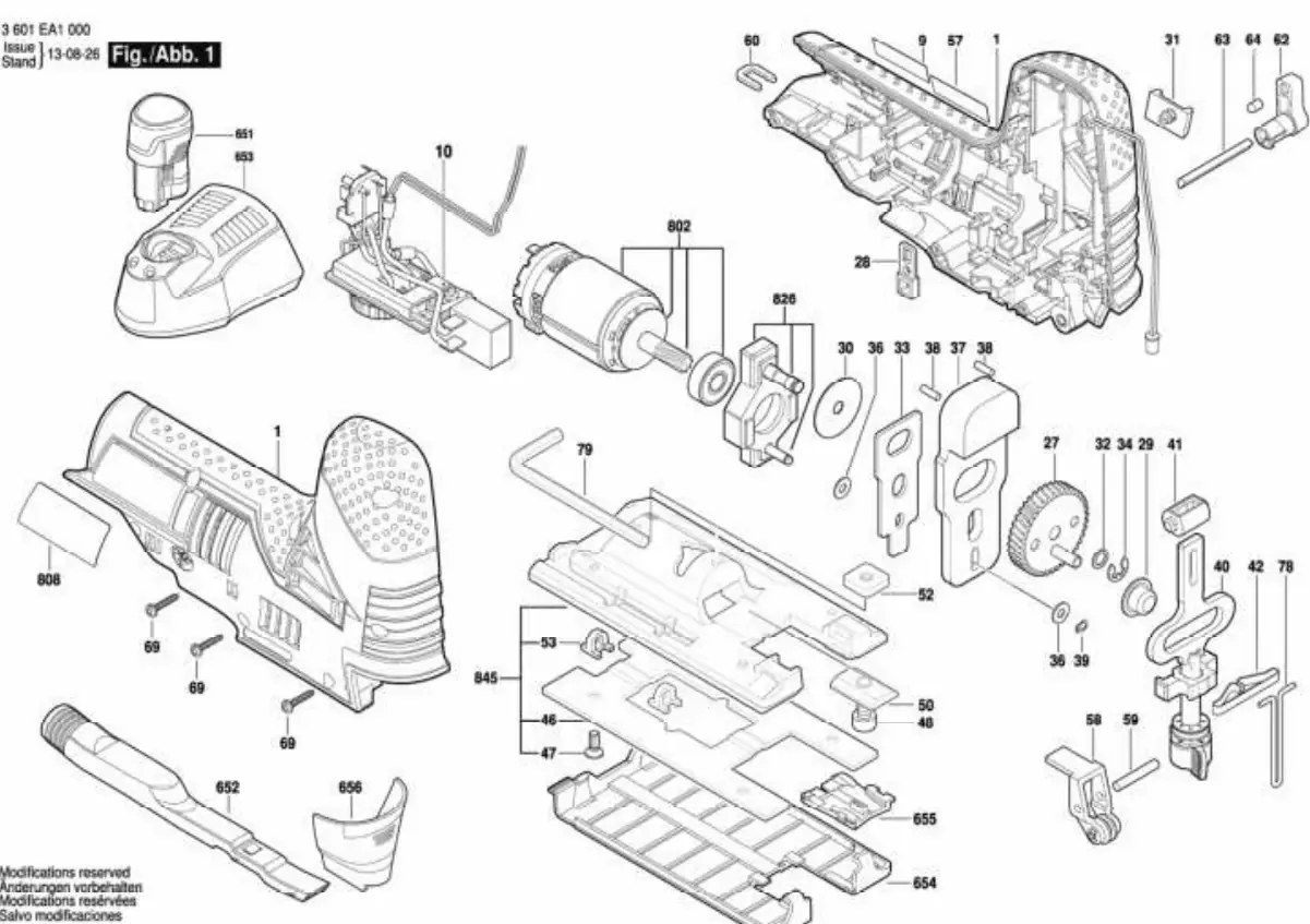 Schemat budowy (exploded view) wyrzynarki Bosch GST 12V-70