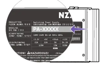 Lokalizacja numeru modelu na zasilaczu