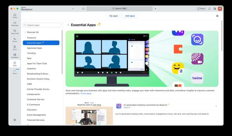 Wyszukiwanie aplikacji w Zoom Marketplace