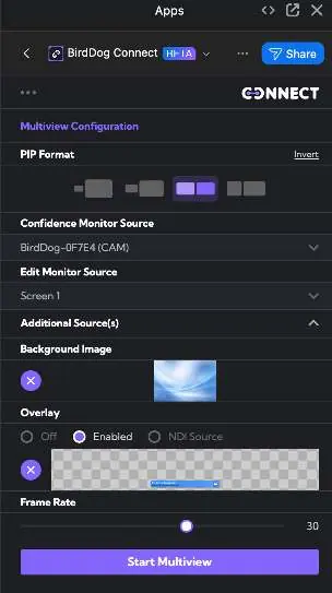 Panel konfiguracji Multiview