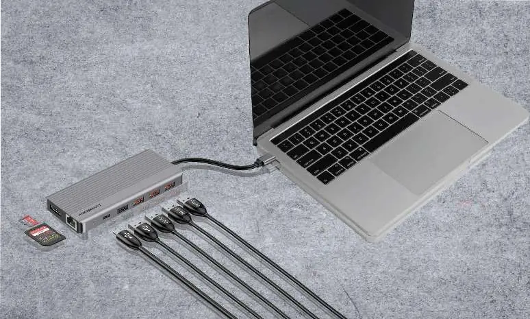 Przykład podłączenia huba do laptopa