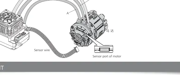 Schemat podłączenia silnika do regulatora ESC i sensora