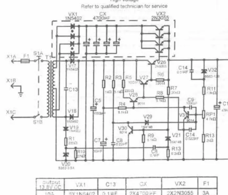 Schemat elektryczny zasilacza