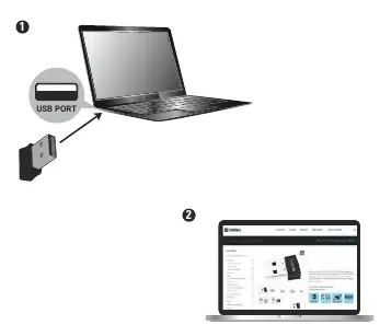 Schemat instalacji adaptera w porcie USB
