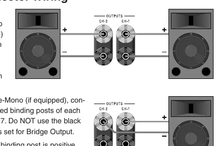 Schemat podłączenia głośników w trybie Stereo (5-Way Binding Post).