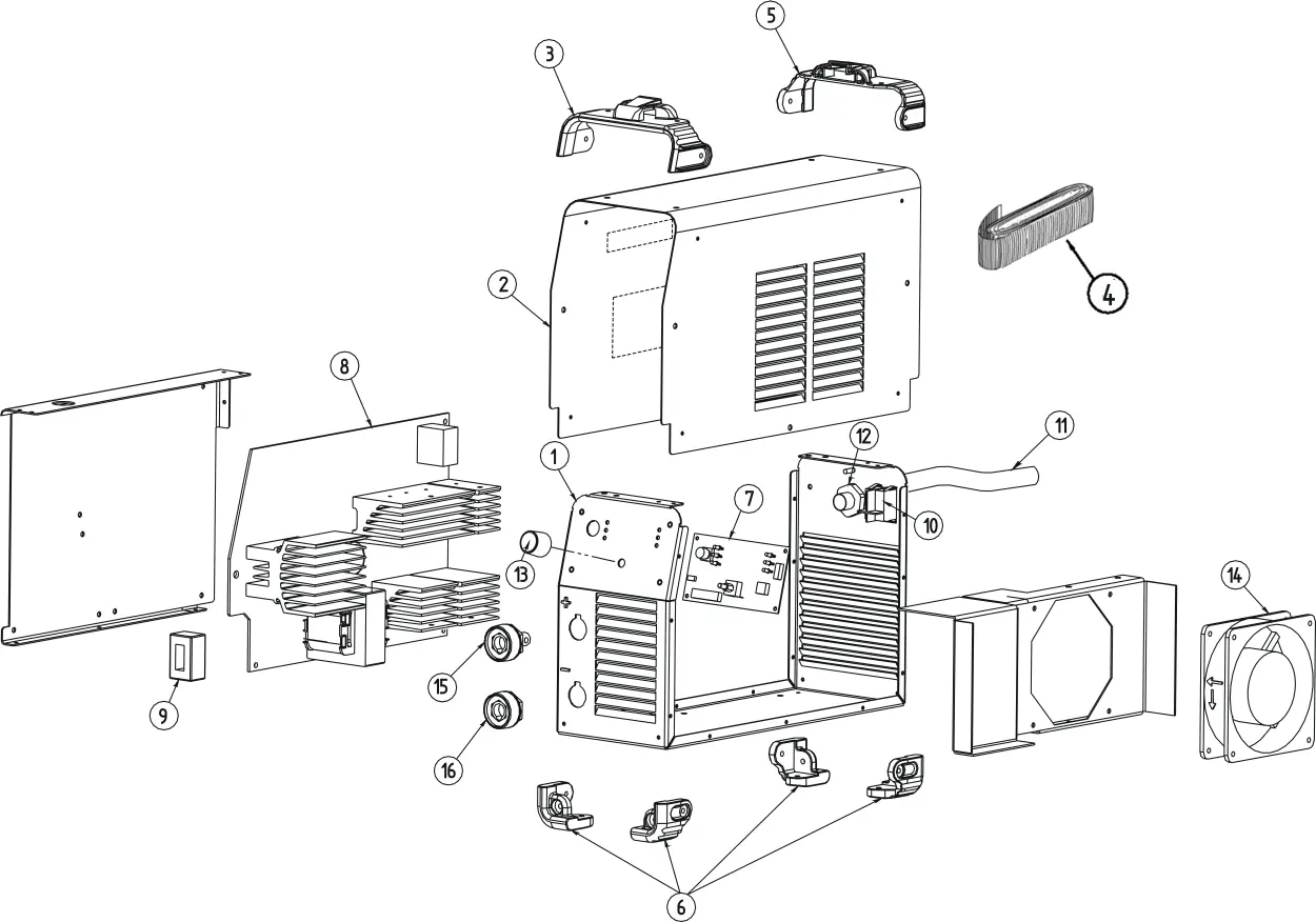 Rysunek złożeniowy (Figure B) dla modelu Invertec 150S