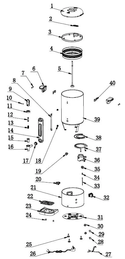 Rysunek złożeniowy urządzenia Hendi Percolator Concept Line 13L