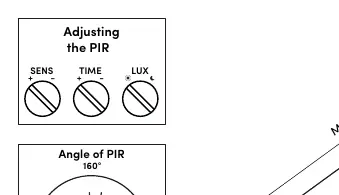 Regulacja czujnika PIR (SENS, TIME, LUX)