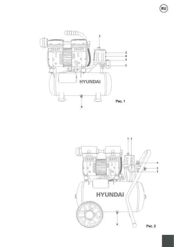 Schemat budowy kompresora (modele HYC 14208LMS i HYC 18225LMS)