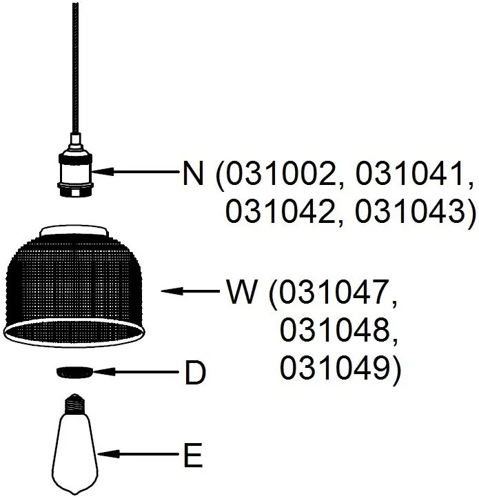 Montaż klosza na oprawie typu Cord Suspension