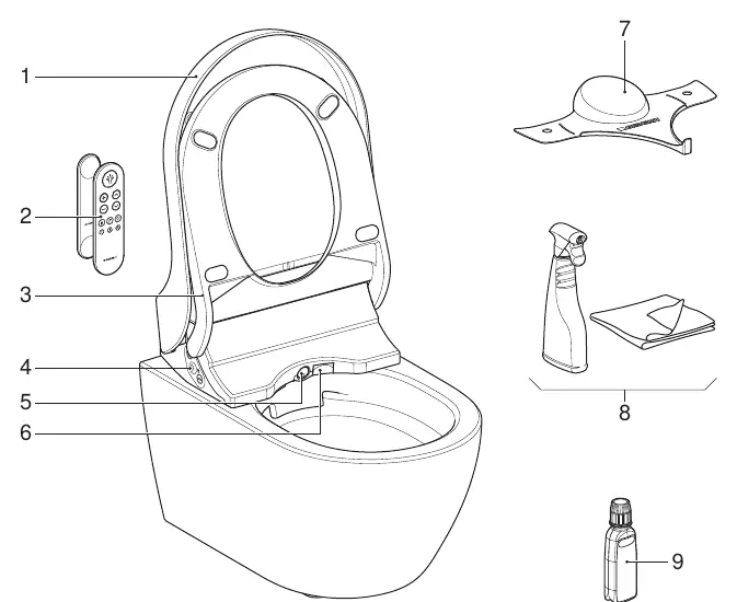 Schemat budowy toalety Geberit AquaClean Tuma Comfort