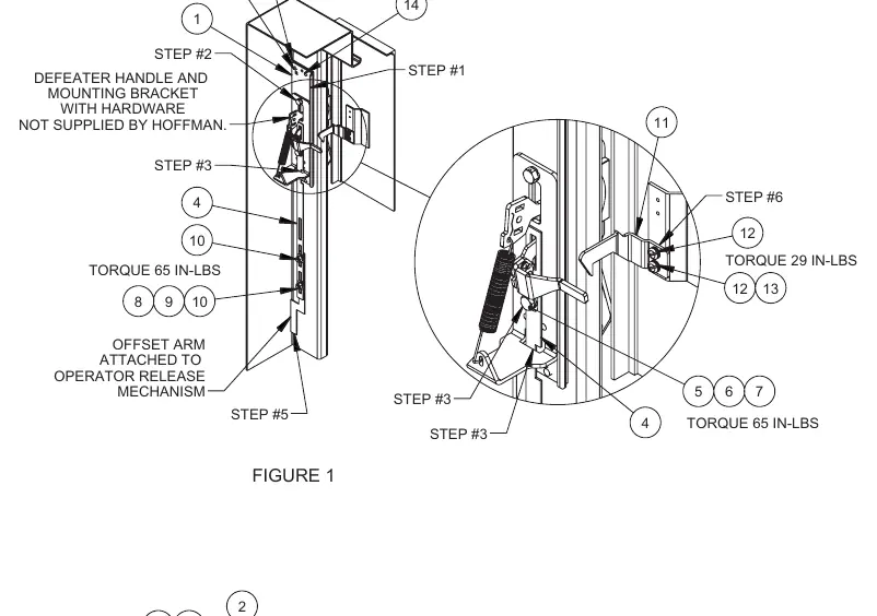 Schemat montażu dla przełączników 1494V i 140G (Variable Depth)