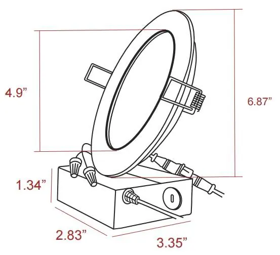 Wymiary techniczne lampy LED