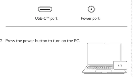 Podłączanie zasilacza i włączanie laptopa