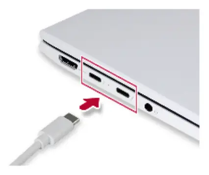 Podłączanie zasilacza do portu USB-C