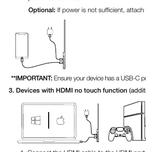 Podłączenie urządzenia przez HDMI (bez dotyku)