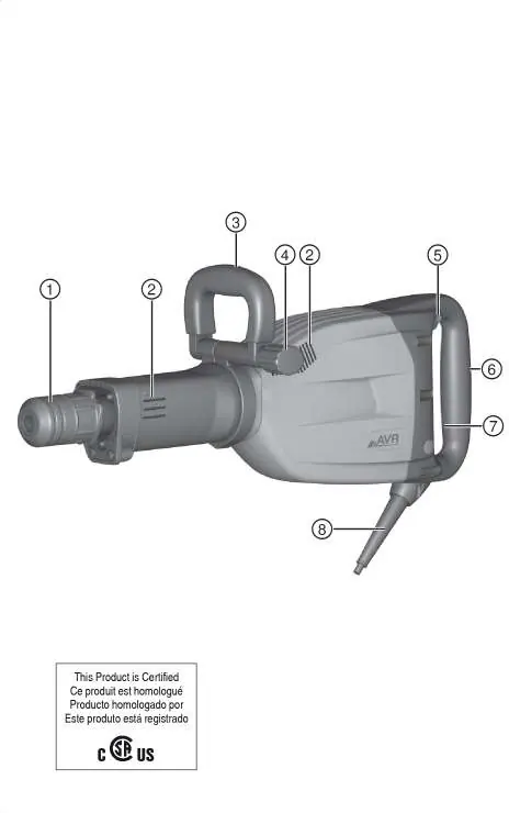 Przegląd elementów młota Hilti TE 1500-AVR