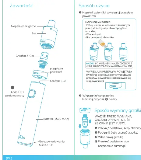 Schemat budowy i instrukcja obsługi Innokin GO Z