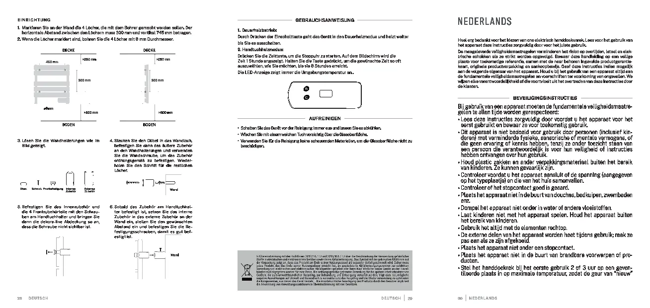 Szczegółowy schemat instalacji na ścianie