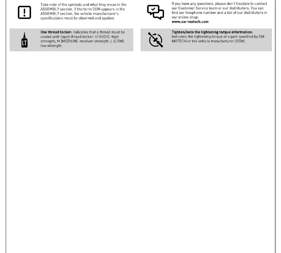 Objaśnienie symboli używanych w instrukcji montażu