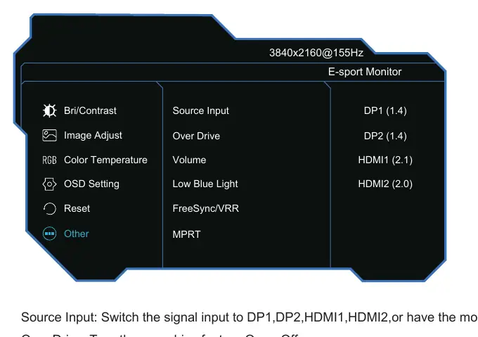 Menu OSD - Other