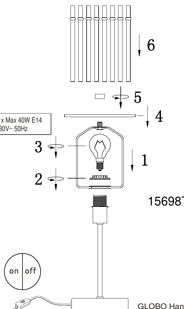 Schemat montażu lampy stołowej 15698TB