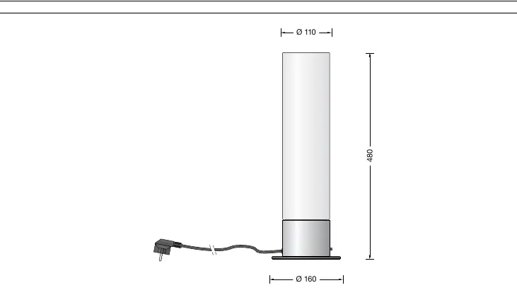Schemat wymiarowy lampy stołowej BEGA 67 547.3
