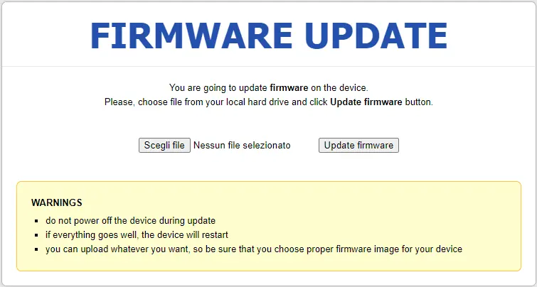 Ekran aktualizacji firmware