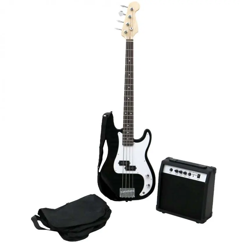 Zestaw gitary basowej Oypla PB Black 4 String i wzmacniacza 15W