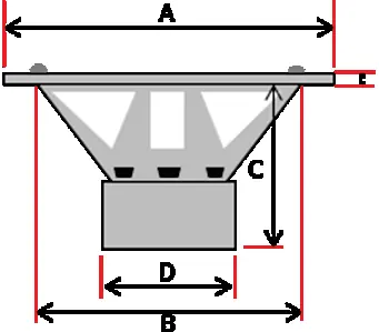 Schemat wymiarów montażowych subwoofera