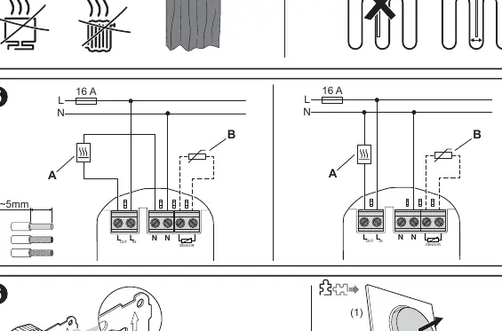 Schemat podłączenia elektrycznego termostatu