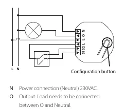 Schemat podłączenia przekaźnika Heatit ZM Single Relay 16A