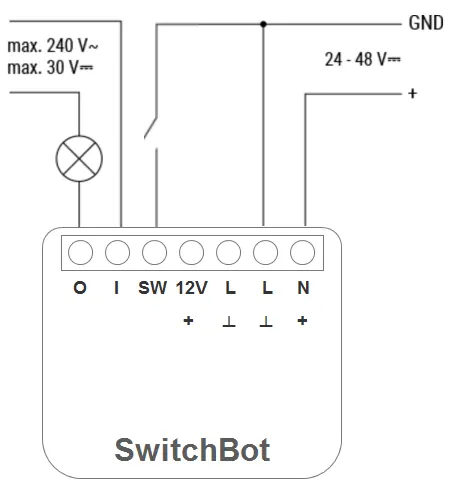 Schemat podłączenia 24-48 V DC