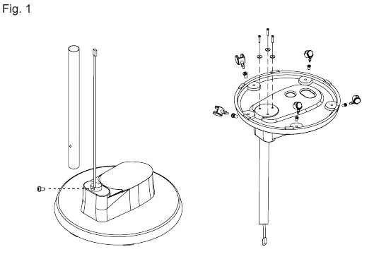 Montaż podstawy (Fig. 1) i zbiornika wody (Fig. 2)