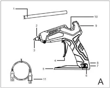 Schemat budowy pistoletu (Rys. A)