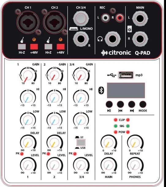 Panel sterowania miksera Citronic Q-PAD