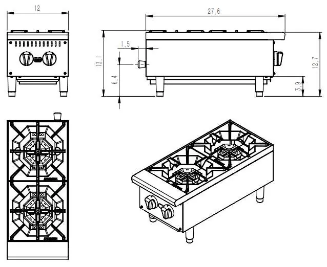 Schemat wymiarowy modelu 177AGR212.