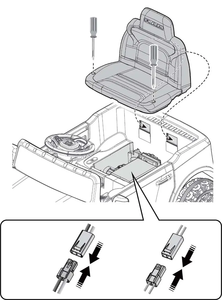 Podłączanie złączy elektrycznych pod siedzeniem