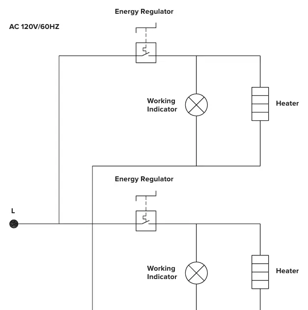 Schemat połączeń elektrycznych (przykład dla modelu 2-komorowego 120V)
